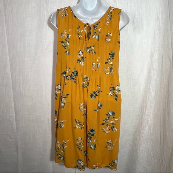 Sonoma Yellow Floral Pleated Bodice Sleeveless Summer Dress Size Small - Picture 6 of 8